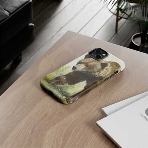 Grizzly Bear in a Field - Impact Resistant Phone Case